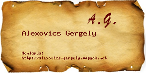 Alexovics Gergely névjegykártya